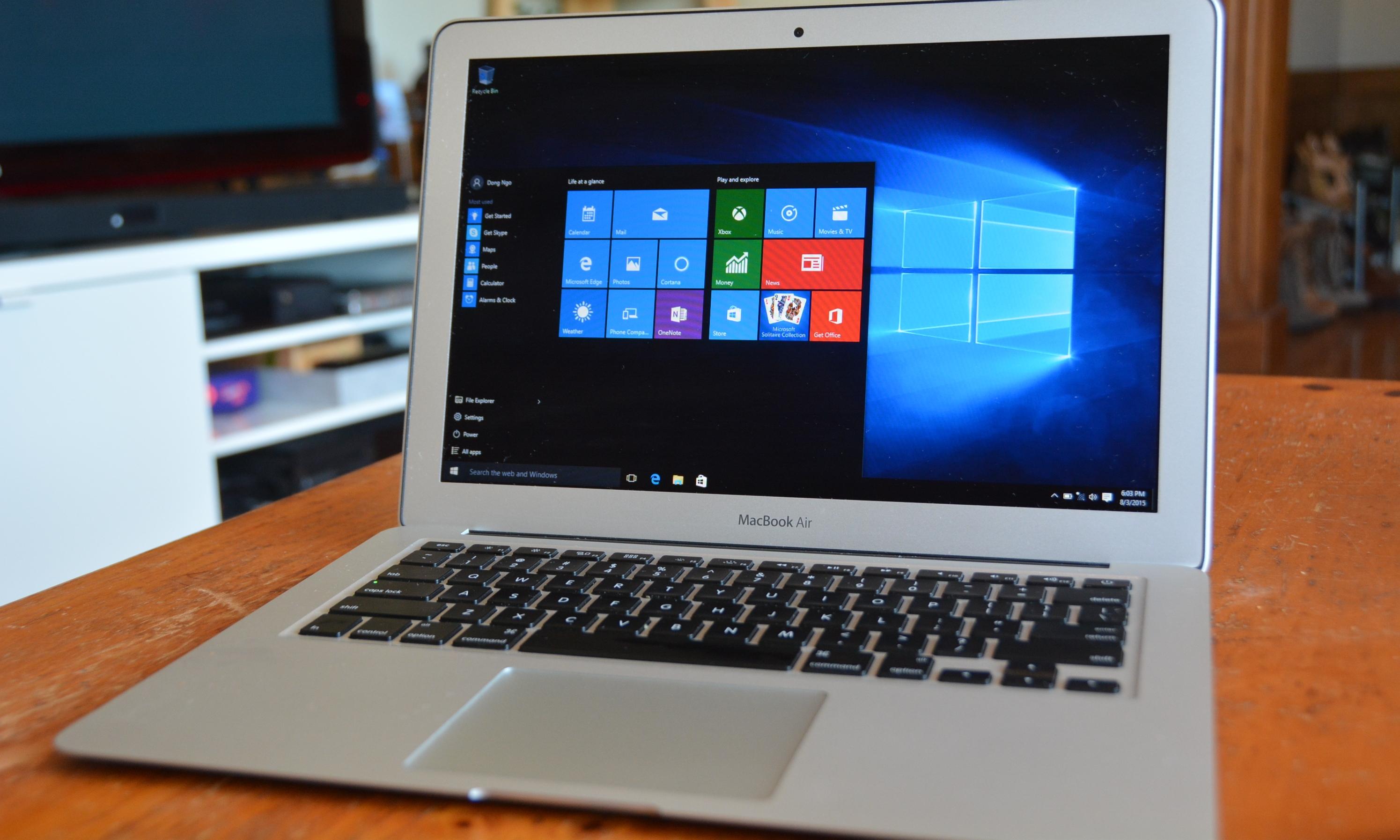 how to install macbook air windows 10